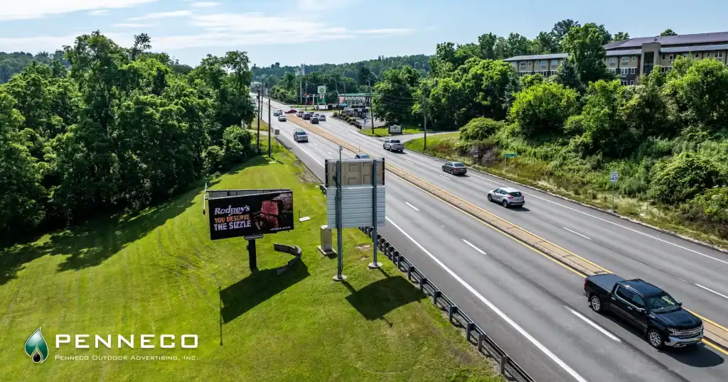 A digital billboard is located along busy Route 30 in North Huntingdon, Pennsylvania, featuring the flexibility and versatility of outdoor advertising